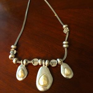 Silver collar necklace worn adjustable chain